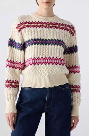 Amo Womens Jemma Sweater In Bone Multi