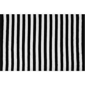Beliani Beliani - Indoor Outdoor Recycled Plastic Striped Rug 140 x 200 cm Black and White Tavas