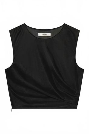 Frame Denim Womens Mesh Twist Tank In Black