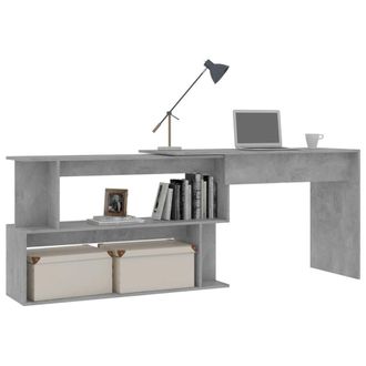 Berkfield Home Modern Corner Desk Concrete Grey 200x50x76 cm Engineered Wood | Size: 200 x 50 x 76 cm