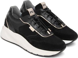 Nero Giardini Bungee Leather Sneaker in Black at Nordstrom, Size 41