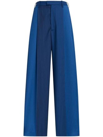 Marni pinstriped straight-leg trousers - Blue