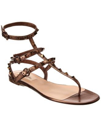 Valentino Rockstud Caged Leather Ankle Strap Sandal