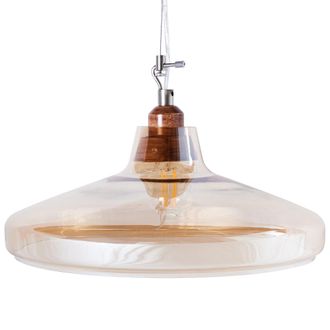 Beliani L&aacute;mpara Colgante Luz De Techo De Vidrio Dorado Tintado Estilo Vintage Alikos