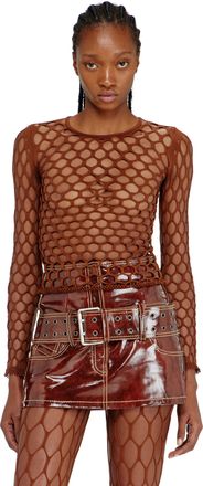 Diesel Stretchy mesh-knit top - T-Shirts - Woman - Brown