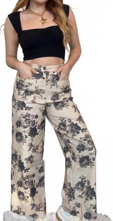 Entro Rose Garden Wide Leg Pants In White Multi