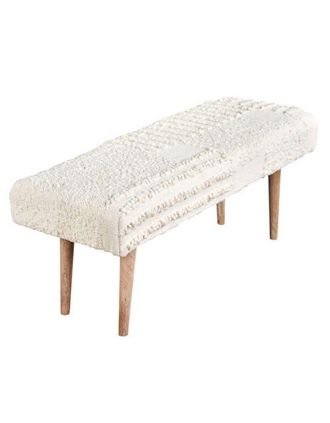 Anaya with Love Boucle Patchwork Handwoven Bench in White at Nordstrom