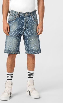 Philipp Plein Bermuda in denim di cotone con design a cinque tasche