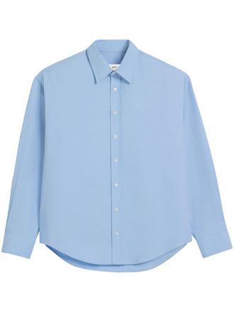 Ami Katoenen shirt met geborduurd logo - Blauw
