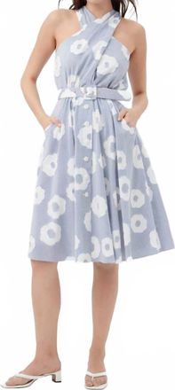 Trina Turk Womens Mardi Sleeveless Dress In Cobalt White