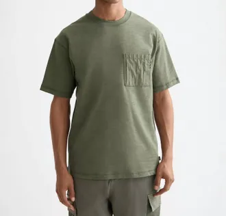 Scotch & Soda Relaxed Fit Patchwork Pocket T-Shirt In Dark Green