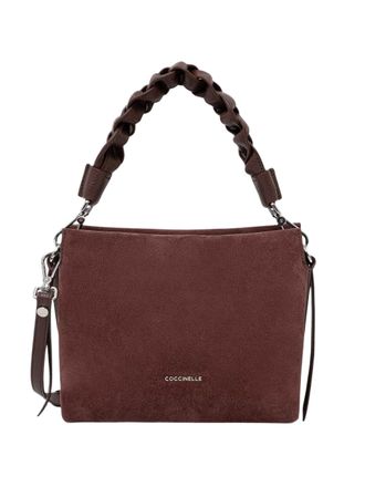 Coccinelle Small Suede Handbag With Braided Handle And Zip Closure