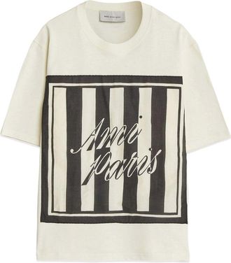 Ami BOXY SEWN SCARF T SHIRT Size: XS, colour: CREAM