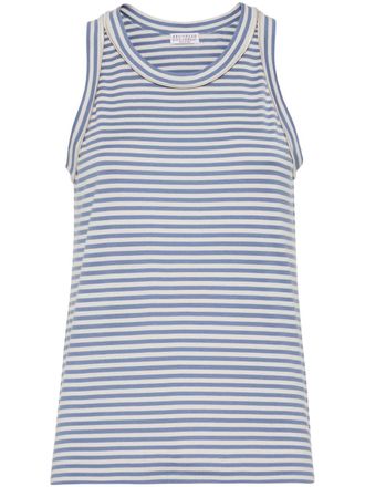 Brunello Cucinelli striped cotton tank top - women - Cotton - 3XL - Blue