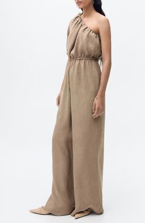 Mango One-Shoulder Jumpsuit in Light/Pastel Grey at Nordstrom Rack, Size Medium