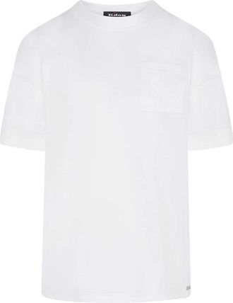 Kiton Wit Katoenen T-shirt met Ronde Hals - Dames - T-shirts - Wit - M - Katoen - Tops