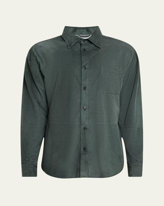 Enrico Mandelli Mens Suede Button-Front Shirt