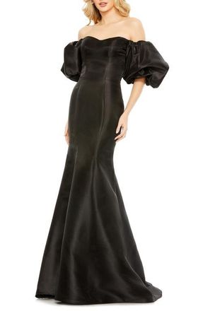 Mac Duggal Womens Sweetheart Off The Shoulder Puff Sleeve Gown in Black at Nordstrom, Size 16