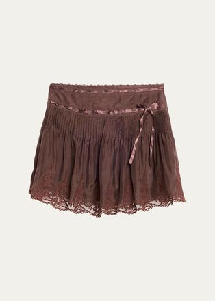 LoveShackFancy Marais Lace-Trim Mini Skirt