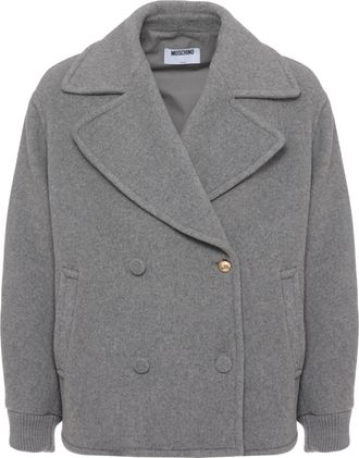 Moschino Grey Double-Breasted Gold Accents Jacket