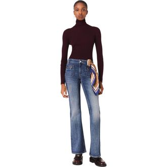 Maje Bootcut jeans with zip pockets in Blue at Nordstrom, Size 36 Eu