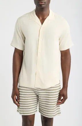 CH&Eacute; Studios Valbonne Solid Camp Shirt in Ivory- 10 at Nordstrom, Size Xx-Large