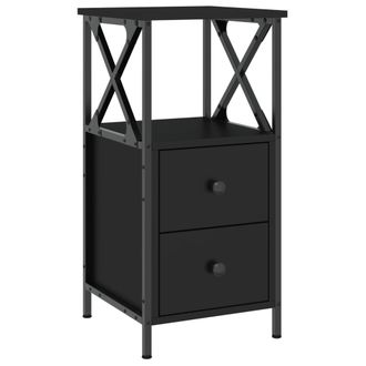 vidaXL Vidaxl - Mesita De Noche Madera Contrachapada Negra 34x35,5x70 Cm