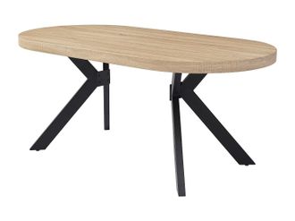 Vente-Unique Mesa de comedor 6 personas de MDF y acero - Natural claro y negro - KOMONI