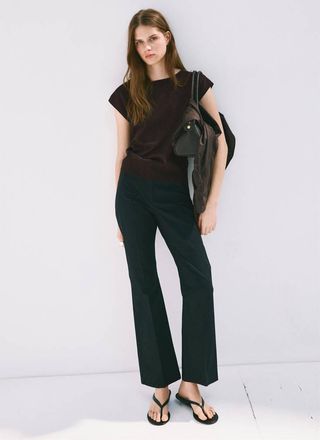 Mango Top maglia collo a barca cioccolato - Donna - XXS - MANGO