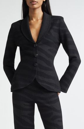St. John Tatum Metallic Zebra Jacket in Black Metallic at Nordstrom, Size X-Small