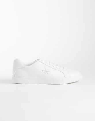 Calvin Klein Sneakers cupsole basse in pelle bianca-Bianco