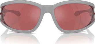 Diesel 65mm Oversize Pillow Sunglasses in Matte Grey/Red Hiper Mirror at Nordstrom