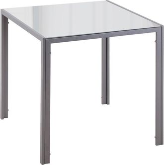 HOMCOM Homcom - Mesa De Comedor De Cristal Mesa De Cocina Sal&oacute;n Cuadrada Para 4 Personas Con Patas De Metal 75x75x75 Cm