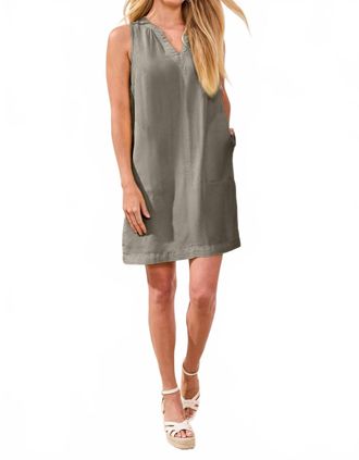 Tribal Sleeveless V-Neck Mini Dress In Dark Cactus Clay