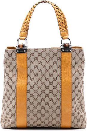 Gucci Pre-owned Gucci Large GG Canvas Bamboo Libeccio Tote 232946 467891