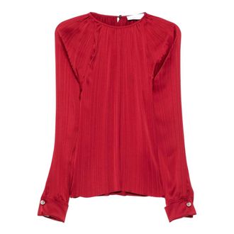 Lanvin Charmeuse geplooide top - Dames - Blouses & Shirts - Rood - Maat: 2XS Zijde