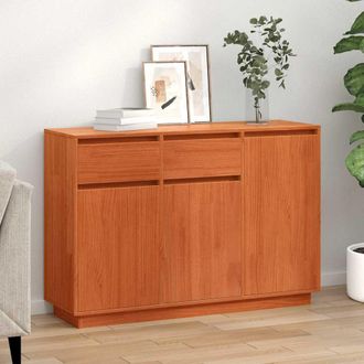 vidaXL Credenza Cera Marrone 110 X 34 X 75 Cm Legno Di Pino Massello - Vidaxl