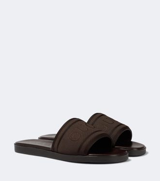 Gucci Sandalias de lona y piel con logo