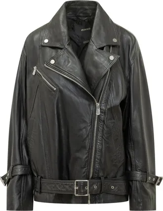 Pinko Black Solid Notched Lapel Jacket