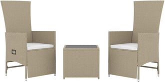 vidaXL Vidaxl Juego De Muebles Jard&iacute;n 3 Piezas Acero Y Rat&aacute;n Sint&eacute;tico Beige