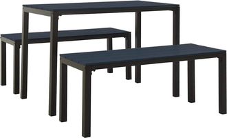 vidaXL Set De Comedor De Jard&iacute;n 3 Pzas Acero Y Wpc Negro Vidaxl
