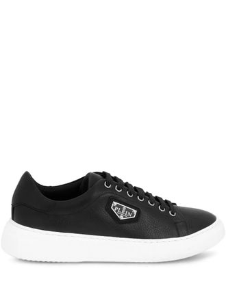 Philipp Plein iconic plein leather lo-top trainers - unisex - Calf Leather/Calf Leather/Rubber - 46 - Black