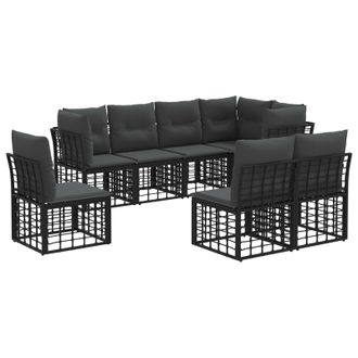 vidaXL Conjunto De Sof&aacute;s De Exterior Negro Poli&eacute;ster Vidaxl