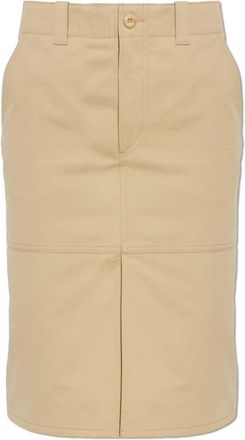 Kenzo Kokerrok tot op de knie - Dames - Midirokken - Beige - S - Katoen - Rokken