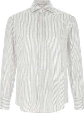 Brunello Cucinelli White Regular Stripes Shirt
