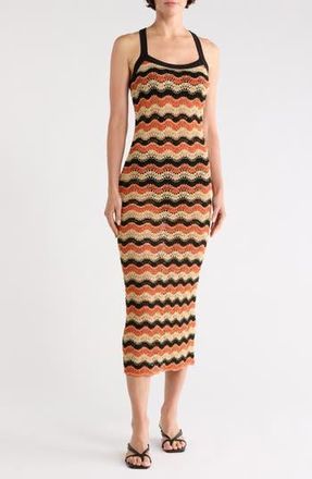 Diane Von F&uuml;rstenberg Arcadia Open Stitch Dress in Black/Brunt Ochre/Multi at Nordstrom Rack, Size Xx-Small