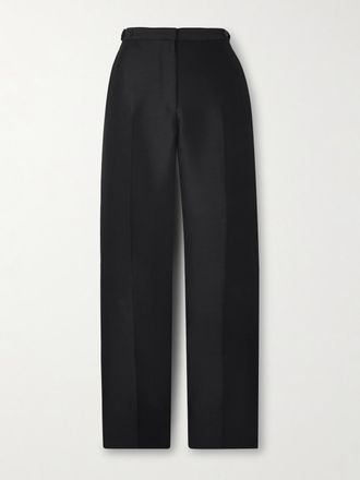 The Row Pantaloni A Gamba Dritta In Lana Grain De Poudre Jesse - Nero