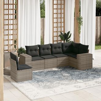 vidaXL Set De Muebles De Jard&iacute;n 6 Pzas Y Cojines Rat&aacute;n Sint&eacute;tico Gris Vidaxl
