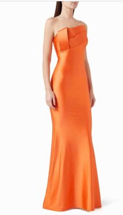 Nicole Bakti Strapless Maxi Dress In Orange
