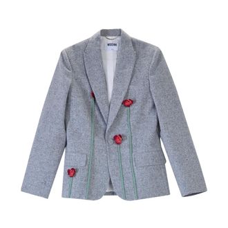 Moschino Blazers, female, Gray, Size: M Giacca Papaveri